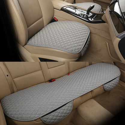 Flachs Autositzbezug Vorne Hinten Leinen Stoff Kissen Atmungsaktiver Protektor Matte Pad Universal Auto Interieur Styling LKW SUV Van