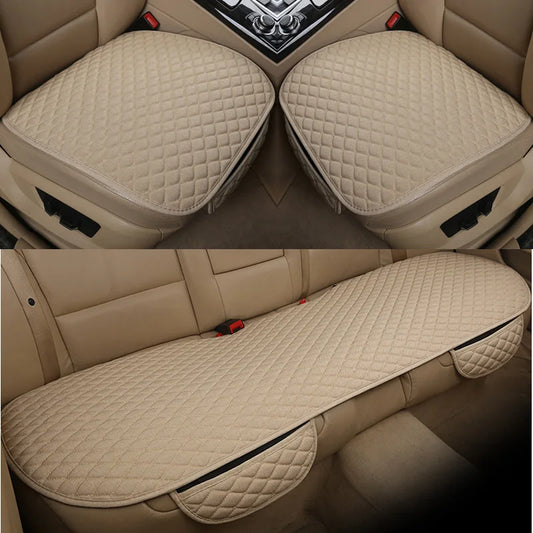 Flachs Autositzbezug Vorne Hinten Leinen Stoff Kissen Atmungsaktiver Protektor Matte Pad Universal Auto Interieur Styling LKW SUV Van