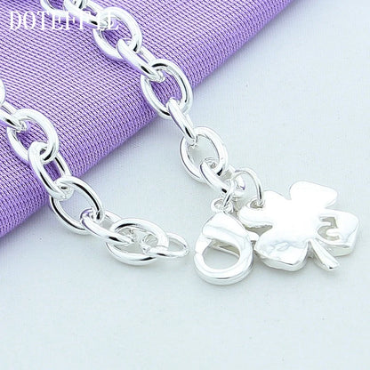 DOTEFFIL 925er Sterling Silber Armband – Glücksklee mit der Zahl 5, 20 cm Kettenlänge, Damen Hochzeit, Verlobung, Party Schmuck