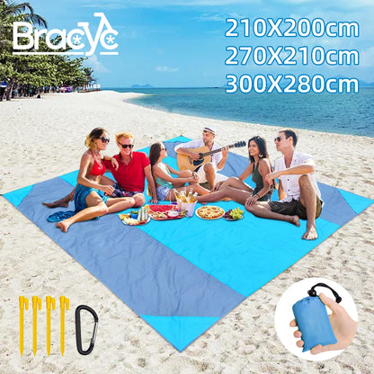 Wasserfeste Strandmatte – Extra große Outdoor-Campingmatte, faltbare sandfreie Decke, tragbare, leichte Picknickmatte mit Taschen