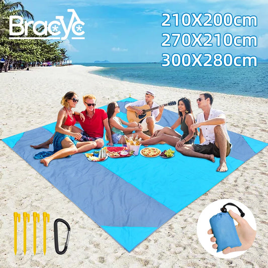 Wasserfeste Strandmatte – Extra große Outdoor-Campingmatte, faltbare sandfreie Decke, tragbare, leichte Picknickmatte mit Taschen