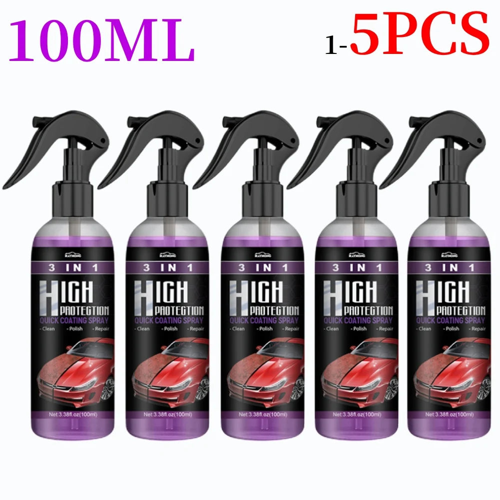 3-in-1 Hochschutz Schnell-Ceramic Coating Nano-Spray – Autolackversiegelung, Wachs-Polier-Spray, Kunststoff-Refresh, Schnelle Reparatur feiner Kratzer