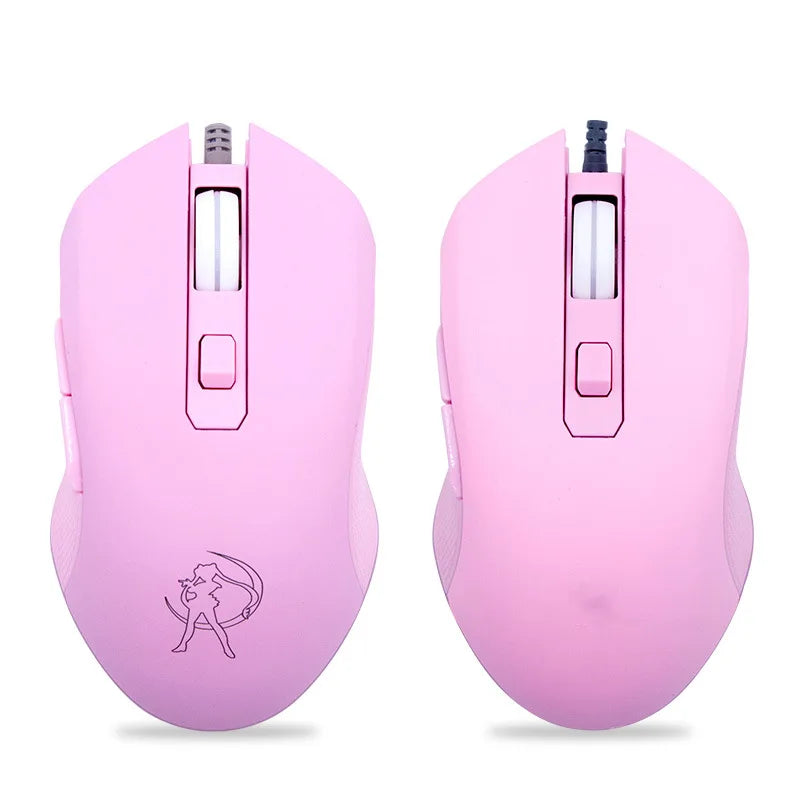 Wired Stille Maus farbenfrohe leuchtende rosa Gaming -Maus schöne Mädchen Stille Wired Maus 2400DPI Ergonomie für PC -Laptop