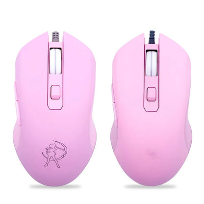 Wired Stille Maus farbenfrohe leuchtende rosa Gaming -Maus schöne Mädchen Stille Wired Maus 2400DPI Ergonomie für PC -Laptop