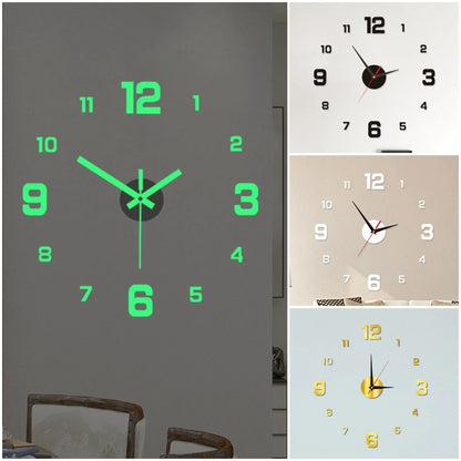 Neue Wanduhr – Leuchtet in der Nacht, rahmenlose DIY-Stereo-Digitaluhr für Zuhause, Wohnzimmer, Büro, Wanddekoration