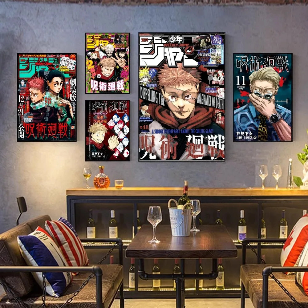 Jujutsu Kaisen Anime-Selbstklebende Kunstposter – Wasserdichte Papiersticker, Coffee House, Barposter, Wandaufkleber