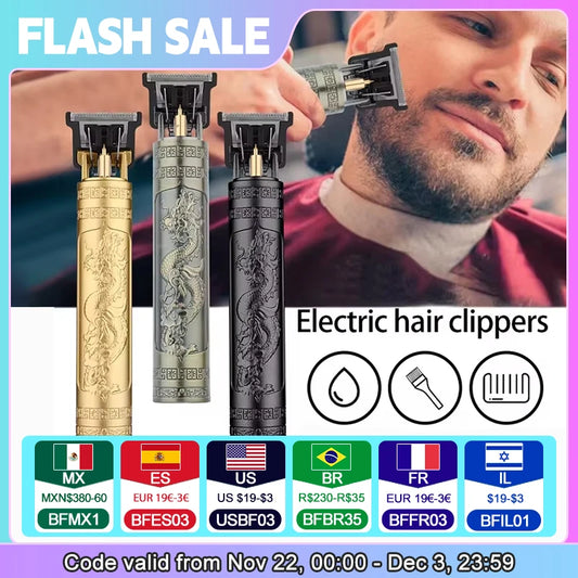 Vintage T9 Electric Hair Schneidmaschine Haar Clipper Professionelle Männer Rasierer wiederaufladbarer Friseur Trimmer für Männer Drachen Buddha