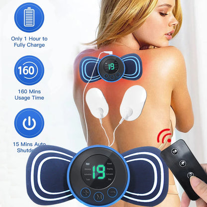 Mini-Nackenmassagegerät Elektrischer Muskelstimulator Zervikale Massagepflaster Massagepads Fernbedienung für die Gesundheit des Rückens und des Körpers