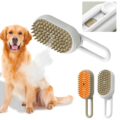 Steamy Dog Brush Elektrisches Spray Katzenhaarbürste 3 in1 Hundedampferbürste für die Massage Haustierpflege Entfernen von verhedderten und losen Haaren