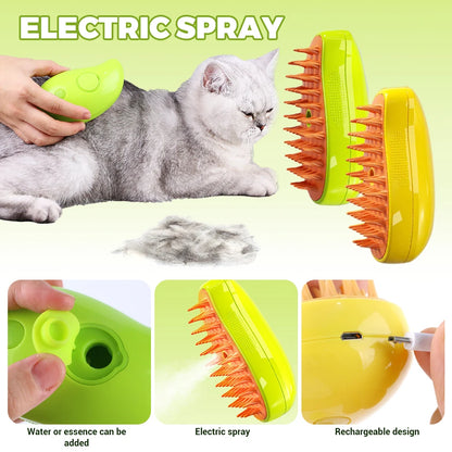 Katze Dampfbürste Haustier Triple Beauty Kamm Hundepflege Haarentfernungskamm Elektrisches Spray Hunde Steamy Supplies Produkte Home Supplies