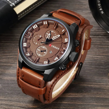 Neue CURREN Top-Marke Luxus Herren Armbanduhren – Herren-Uhren mit Datum, Sport-Militäruhr, Lederarmband, Quarz-Uhr, Business-Herren Uhr, Geschenk 8225