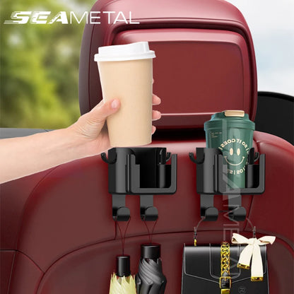 SEAMETAL Auto Kopfstützen Cup Holder Haken – Auto Rücksitz Hängender Haken, Telefonhalter, Multifunktionaler Getränkebehälter, Aufbewahrungshaken