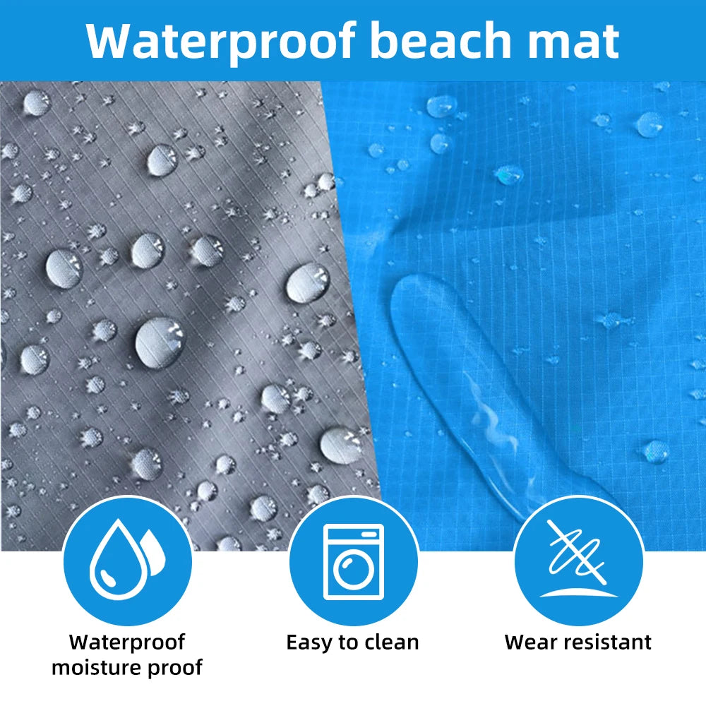 Wasserfeste Strandmatte – Extra große Outdoor-Campingmatte, faltbare sandfreie Decke, tragbare, leichte Picknickmatte mit Taschen