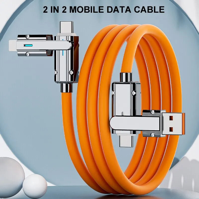 120W 4-in-1 Multifunktionales Mobiltelefon-Datenkabel mit PD Schnellladefunktion – Lade- und Datenkabel