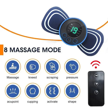 Mini-Nackenmassagegerät Elektrischer Muskelstimulator Zervikale Massagepflaster Massagepads Fernbedienung für die Gesundheit des Rückens und des Körpers