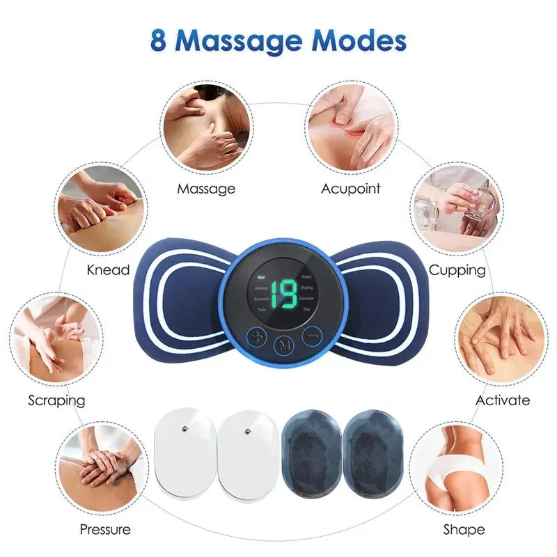 Mini-Nackenmassagegerät Elektrischer Muskelstimulator Zervikale Massagepflaster Massagepads Fernbedienung für die Gesundheit des Rückens und des Körpers