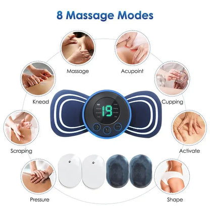 Mini-Nackenmassagegerät Elektrischer Muskelstimulator Zervikale Massagepflaster Massagepads Fernbedienung für die Gesundheit des Rückens und des Körpers