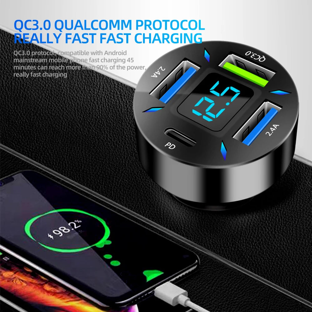 66W-USB-Autoladegerät-Schnellladung-PD-QC3-0-mit-Voltmeter-Zigarettenanzünder-Buchse-Netzteil-für-iPhone-11-12-Samsung-Xiaomi