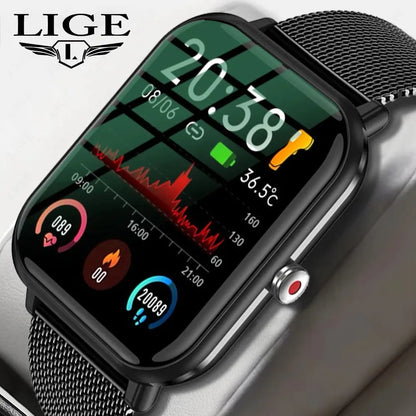 LIGE 2024 Neue Smartwatch Damen Voll-Touchscreen Sport Fitness Uhr IP67 Wasserdicht Bluetooth Für Android IOS Smartwatch Männer