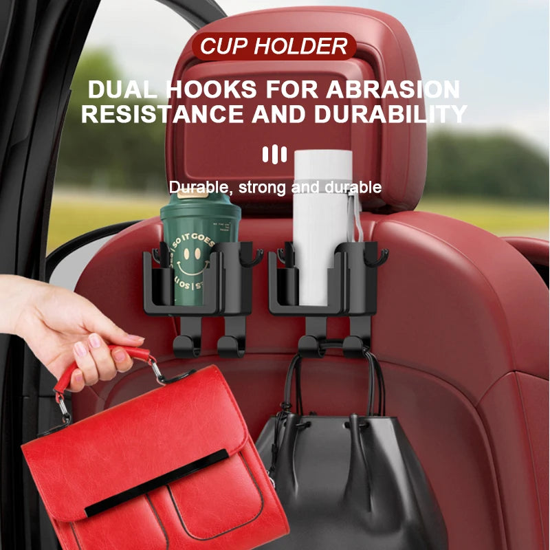 SEAMETAL Auto Kopfstützen Cup Holder Haken – Auto Rücksitz Hängender Haken, Telefonhalter, Multifunktionaler Getränkebehälter, Aufbewahrungshaken