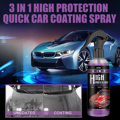 3-in-1 Hochschutz Schnell-Ceramic Coating Nano-Spray – Autolackversiegelung, Wachs-Polier-Spray, Kunststoff-Refresh, Schnelle Reparatur feiner Kratzer