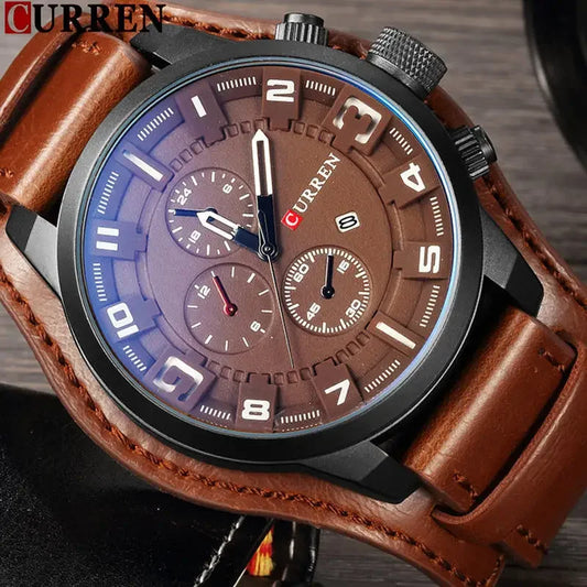 Neue CURREN Top-Marke Luxus Herren Armbanduhren – Herren-Uhren mit Datum, Sport-Militäruhr, Lederarmband, Quarz-Uhr, Business-Herren Uhr, Geschenk 8225