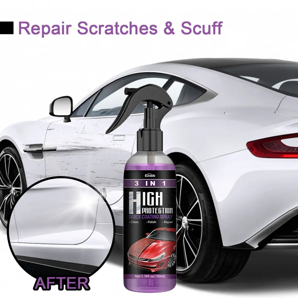 3-in-1 Hochschutz Schnell-Ceramic Coating Nano-Spray – Autolackversiegelung, Wachs-Polier-Spray, Kunststoff-Refresh, Schnelle Reparatur feiner Kratzer