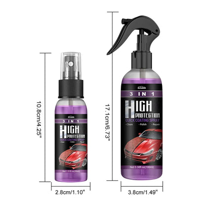 3-in-1 Hochschutz Schnell-Ceramic Coating Nano-Spray – Autolackversiegelung, Wachs-Polier-Spray, Kunststoff-Refresh, Schnelle Reparatur feiner Kratzer